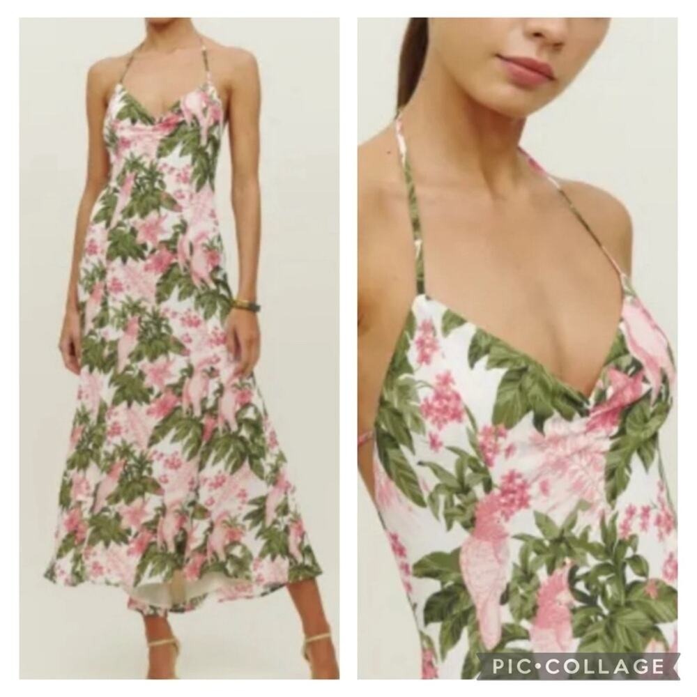 Reformation Tova Floral Tie Open Back Maxi Midi Dress 12